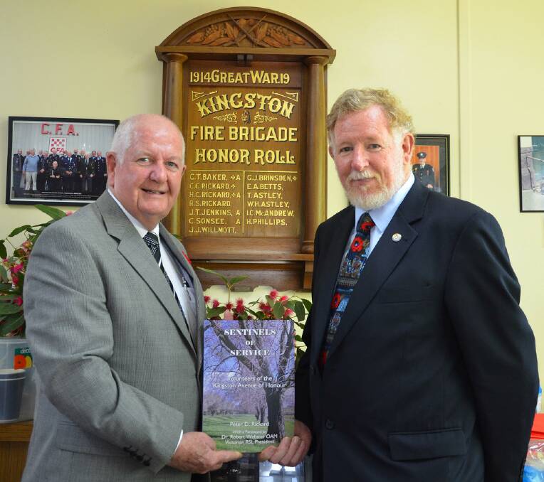 Remembering those who served: Historian Peter Rickard with Victorian RSL president Rob Webster at the Kingston Avenue of Honour book launch last week. 