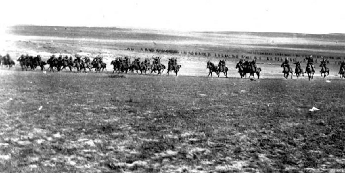 Great charge: only known photograph of the actual charge, taken by Eric George Elliott,  a range finder with the 4th ALH.