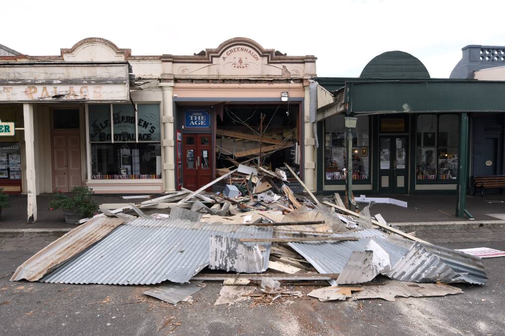 Ram raid: Nalder and his co-accused used a stolen front-end loader to destroy the front of this Clunes newsagency in an attempt to steal its ATM in 2019. Picture: Adam Trafford.