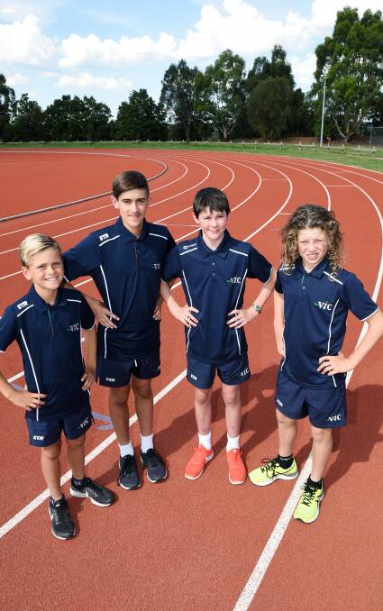 GOING PLACES: Promising athletes Tristan Leyshan, Matthew O'Brien, Lachlan O'Keefe and Archie Caldow will head to Adelaide's Pacific School Games to represent Victoria this weekend. Picture: Kate Healy