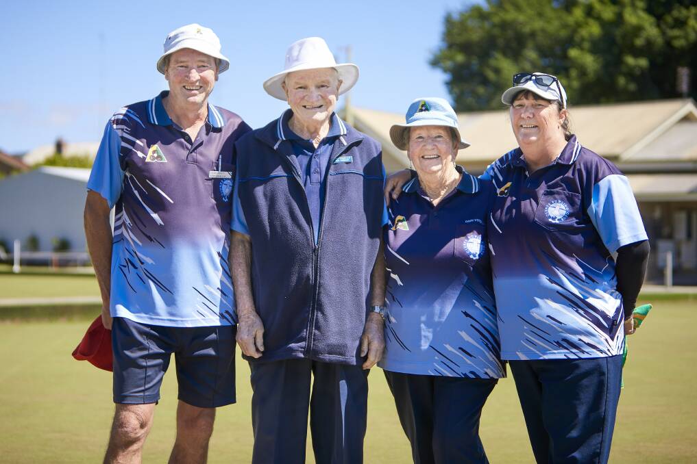 FITTING FINALE: Mark Vorbach joined by father Ken, mother Dawn and wife Narelle, played their final pennant match as a group on Monday. Picture: Luka Kauzlaric
