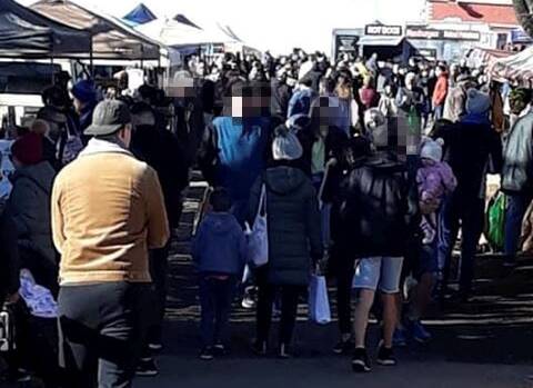 Apparently there's no social distancing required in Daylesford according to the scores of people at a weekend market. Picture: Facebook