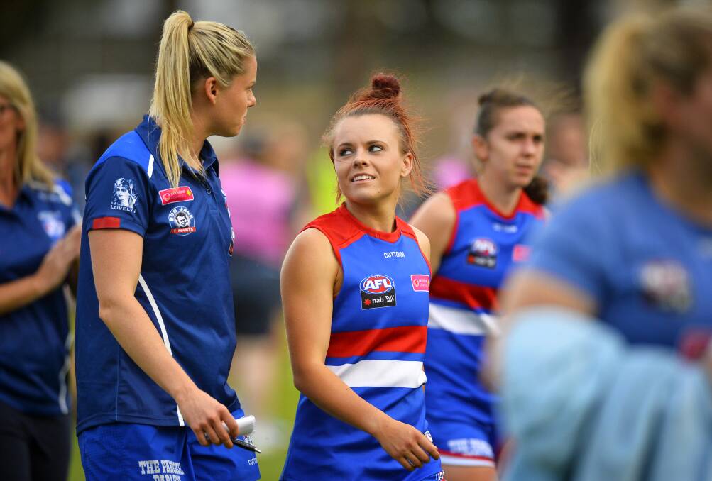 WINNING START: Trentham's Jenna Bruton, pictured training in Ballarat last month, debuted in the Western Bulldogs' AFLW opening round win on Sunday. Picture: Dylan Burns