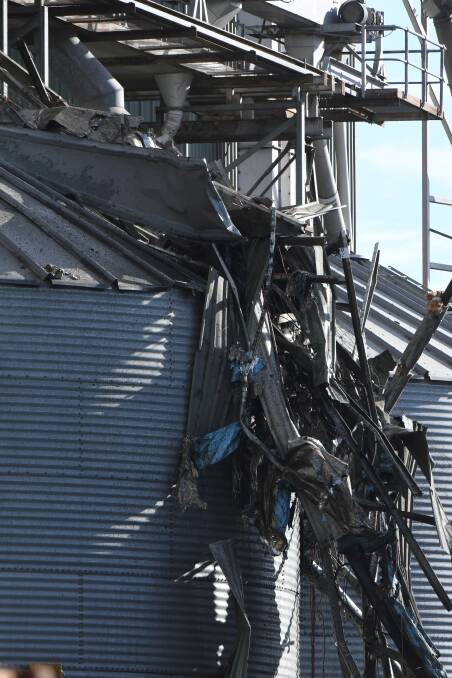 BLAST: The damaged remains after a boiler exploded at a UniGrain facility in Smeaton on Saturday: Picture: Lachlan Bence