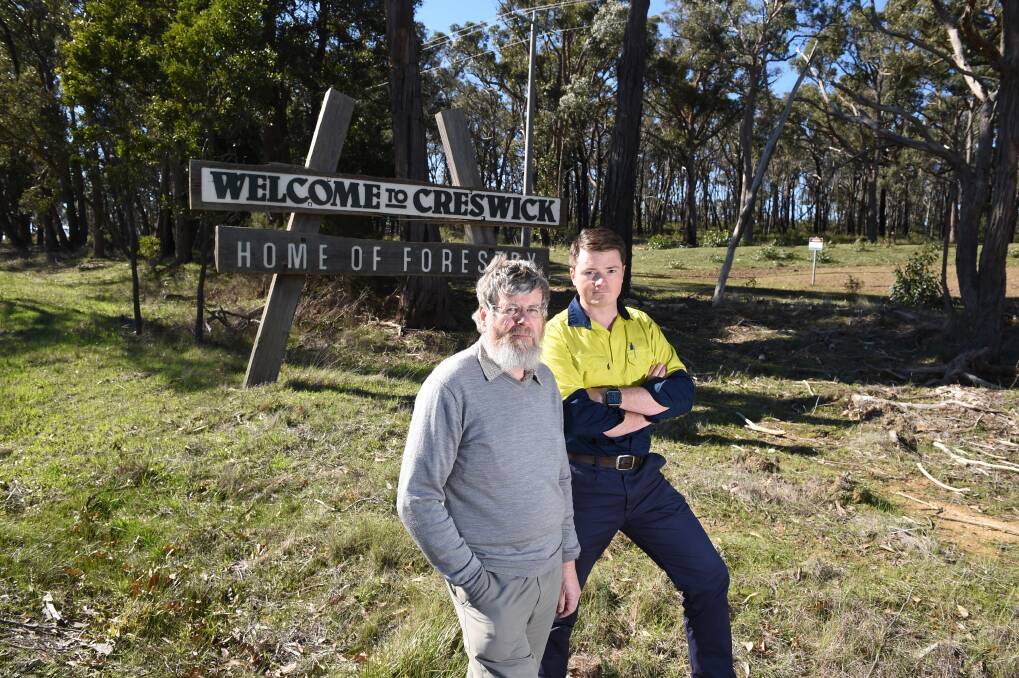 Dr Kevin Tolhurst AM and Forester Leon Holt hold great concerns over forestry changes at the University of Melbourne and what it will mean to Creswick. Picture: Kate Healy
