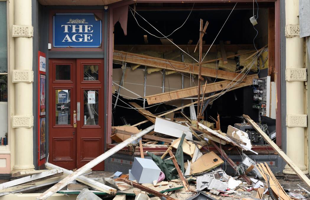 DESTROYED: The devastation after an attempted ATM theft in Clunes. Picture: Adam Trafford.