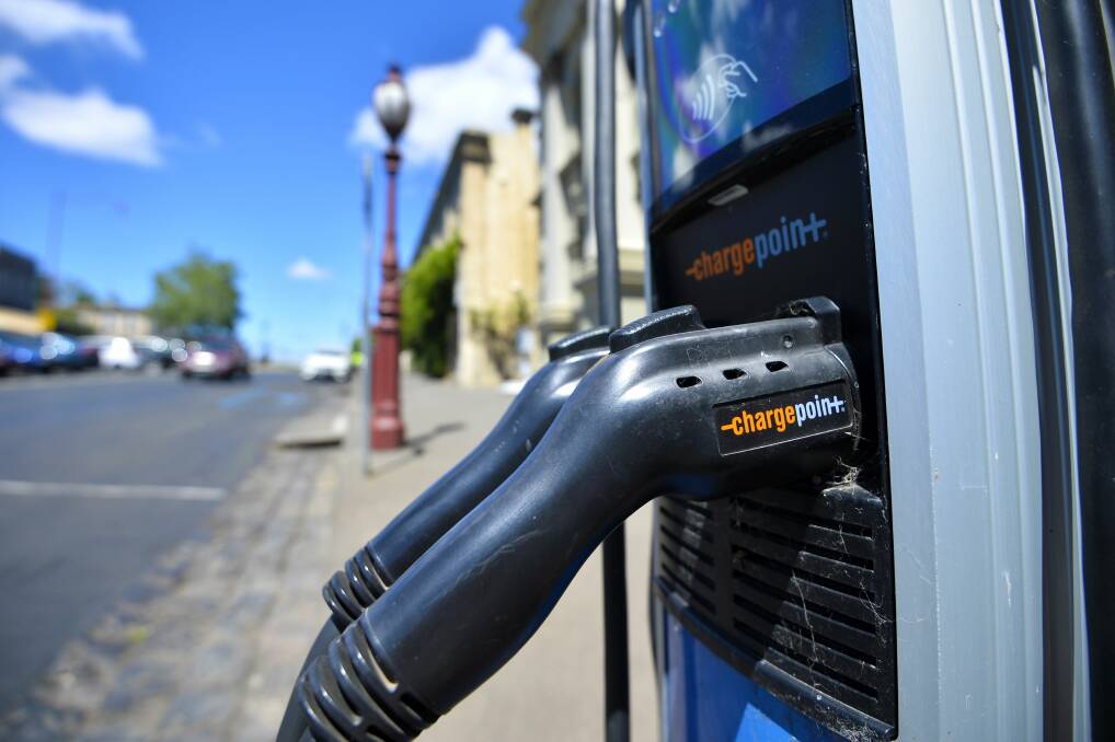 An electric car charging point in Daylesford. Photo: Dylan Burns