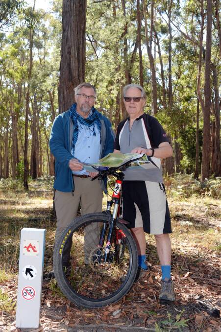 UPGRADES: The Great Dividing Trail Association's Vice President Ed Butler with map maker Ken Dowling. Photo: Kate Healy
