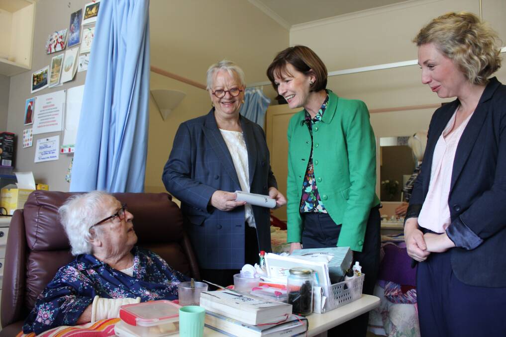 UPGRADES: Resident Merryll Hazeldine, Hepburn Health Service CEO Maree Cuddihy and MP's Mary-Anne Thomas and Sarah Di Santis. Photo: Ashleigh McMillan