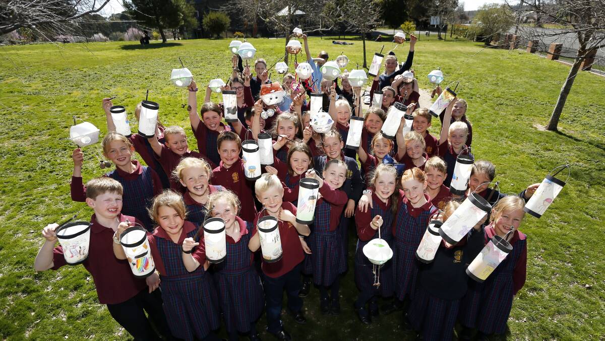 EXCITED: Pupils from St Augustine's Primary School in Creswick have been enthusiastically creating their Magic Pudding themed lanterns. Photo: Dylan Burns