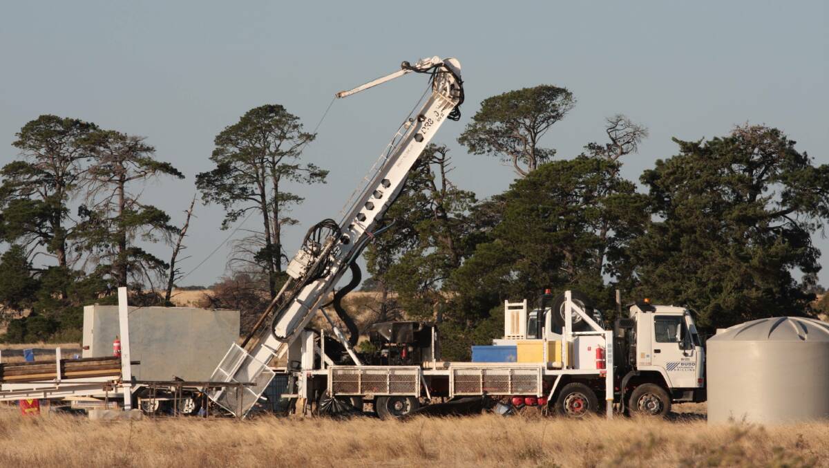 DIGGING: The drilling rig in Clunes. Photo: Ann Jeffree