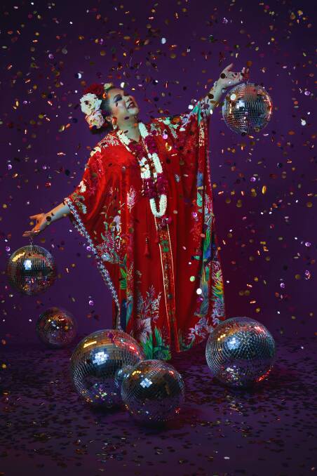 GLITTER: Katherine Wolfgramme dressed in a kaftan as part of the Mardi Gras Campaign. Photo: 'Camilla'