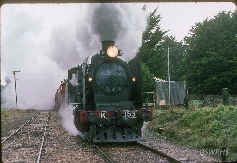 ANNIVERSARY: Seven carriages were hauled along by a K153 engine as passengers took their final ride along the track. Photo: Geelong and South Western Rail Heritage Collection