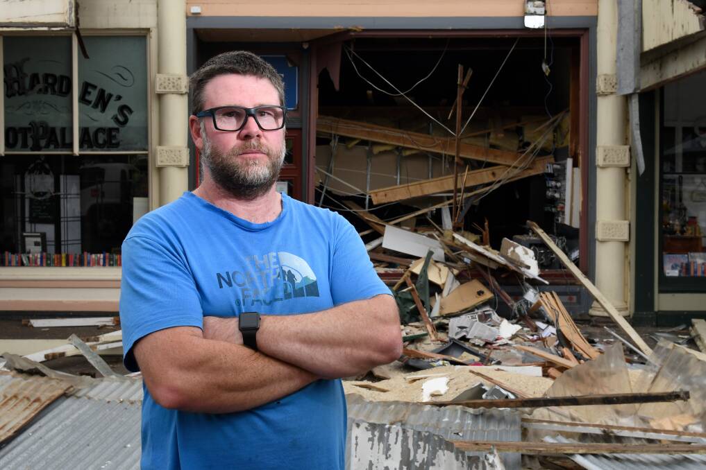 RAMMED: Craig Drewer found out his store front had been destroyed after a call from the local baker at 6am on Sunday. Photo: Adam Trafford