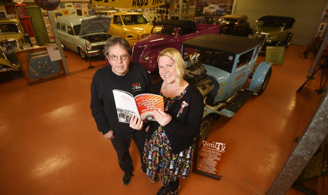 HAPPY: Rod and Allison Hadfield in the workshop and car storage area in Chewton. Photo: Dylan Burns