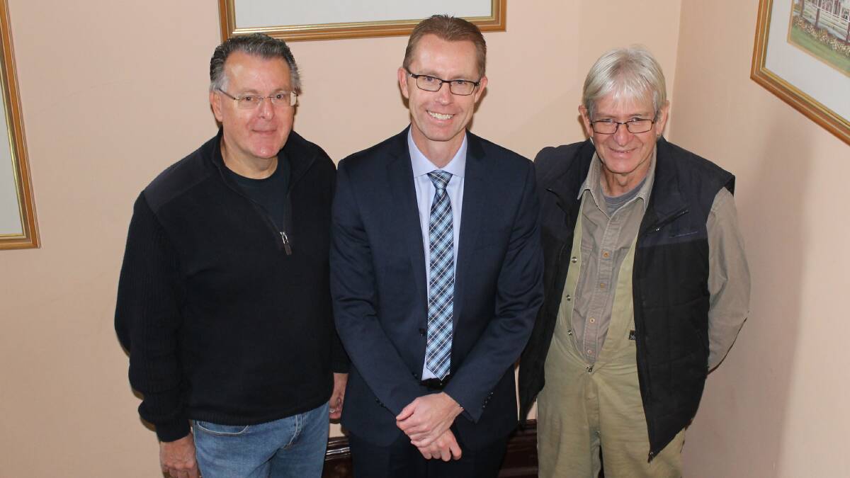 NEW POSITION: Hepburn Shire Mayor Cr John Cottrell, new CEO Evan King and Deputy Mayor Cr Don Henderson.