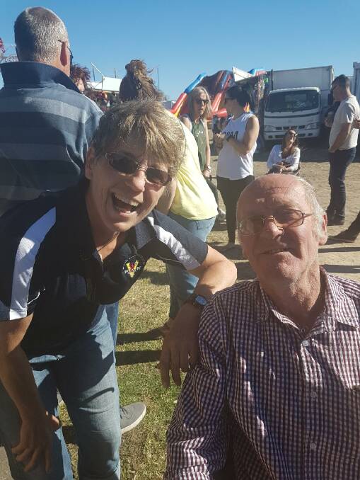 SMILE: Jills Angus Burney and Clunes shearing legend Tony Hill. 