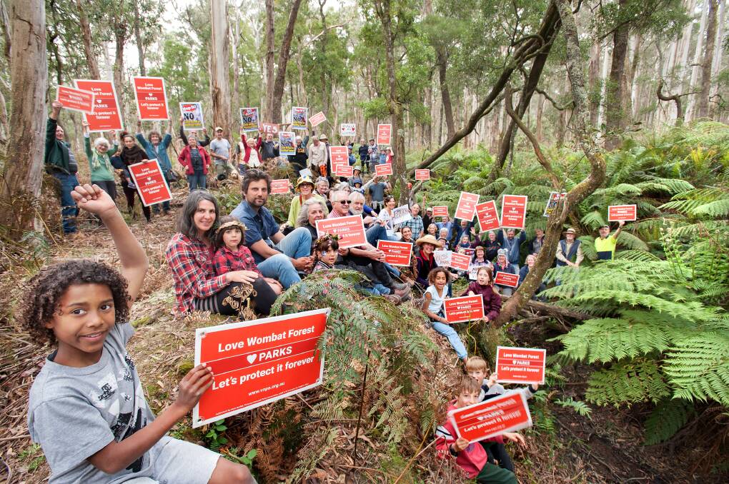 PROTECTION: A group gathered in Wombat State Forest. Photo: Sandy Scheltema