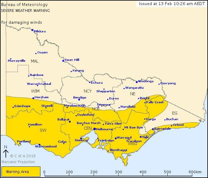 Southern Victoria will be affected by the cold front today.
