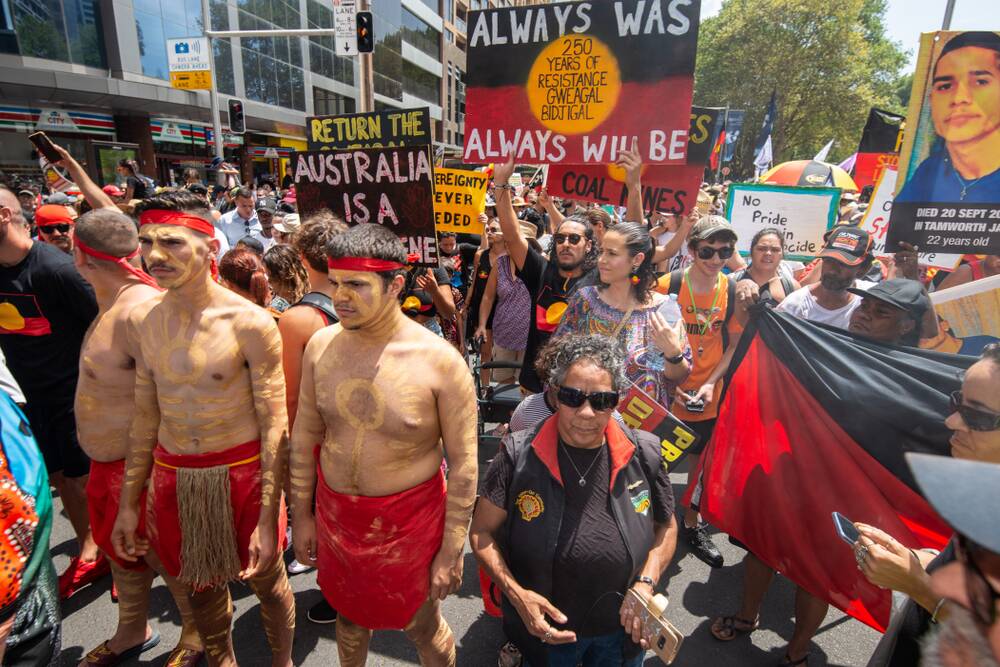 Ignored: Thousands of Aboriginal protesters and supporters assemble in Hyde Park, Sydney asking the government to change the controversial date of Australia Day. Photo: Shutterstock