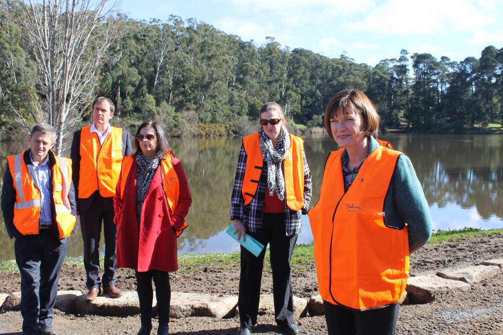 Macedon MP Mary-Anne Thomas visited Lake Daylesford to see the upgrade works on Friday. Picture: Rochelle Kirkham. 