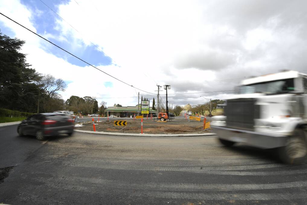 ROUNDABOUT: Work at the new Daylesford roundabout is nearing completion. Picture: Dylan Burns. 