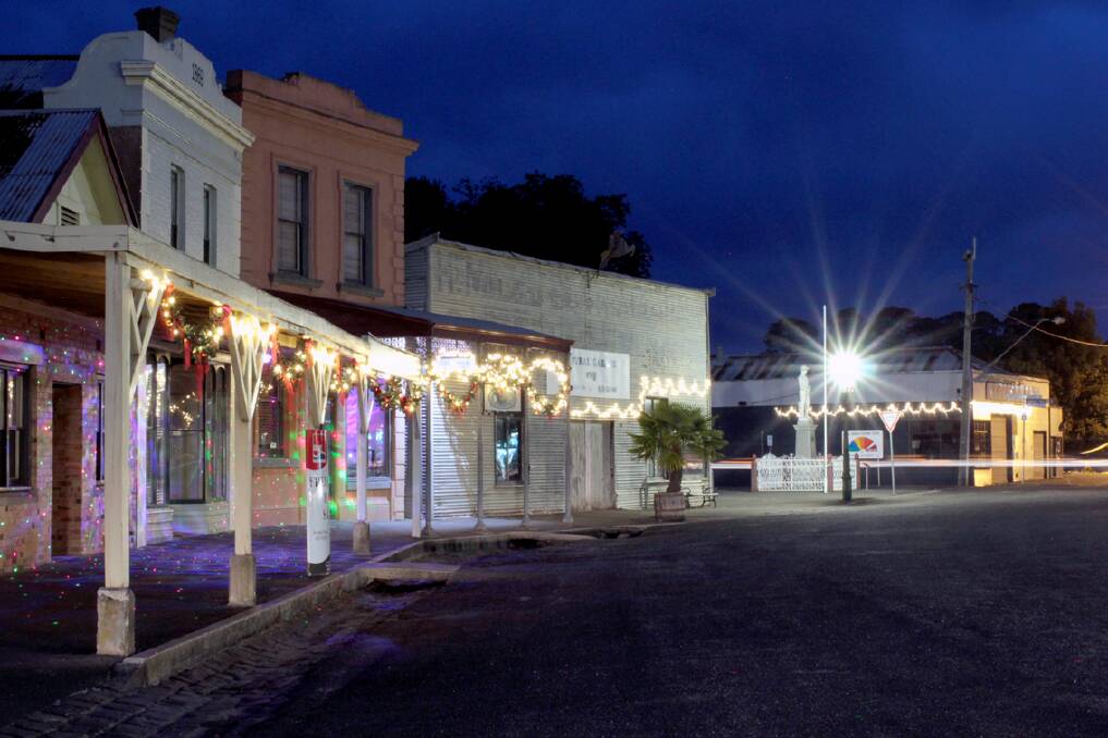 Christmas lights showcase historic Fraser Street. Picture: Clunes Neighbourhood House