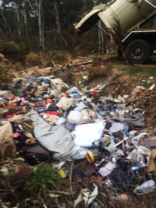 BULK DUMP: A truck was caught dumping rubbish into a gully at Yandoit. Pictures: Sharon Treloar 