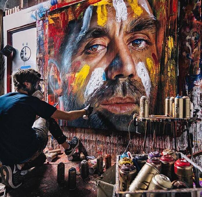 INDIGENOUS CULTURE: One of Adnate's paintings. 