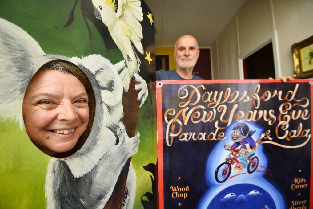 FUN INTO THE NEW YEAR: New Year's Eve parade organiser Catherine Davies and event artist Jeff Stewart are looking forward to the celebrations. Picture: Dylan Burns 