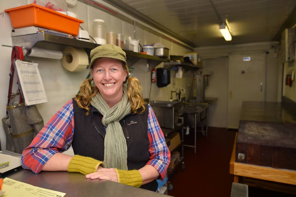 SLOW MEAT: Farmer and Australian Food Sovereignty president Tammi Jonas stands in the on-site butchery at her Eganstown farm. Jonai Farms and Meatsmiths practises slow meat philosophy. Picture: Dylan Burns. 