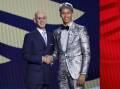 Dyson Daniels shakes hands with NBA commisioner Adam Silver after being selected by the NBA Draft. Picture: GETTY IMAGES