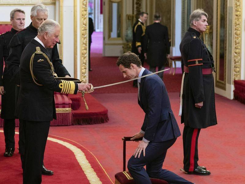 Britain's Andy Murray received his knighthood from Prince Charles at Buckingham Palace.