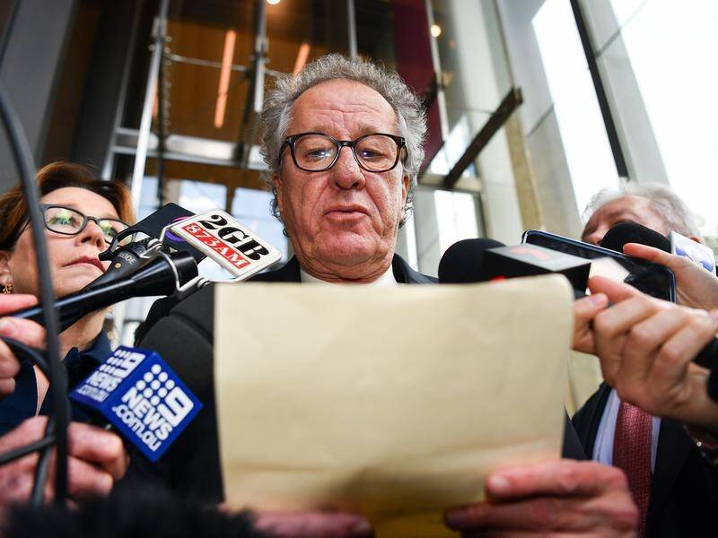 Actor Geoffrey Rush speaks outside the Supreme Court in Sydney after winning his defamation case.