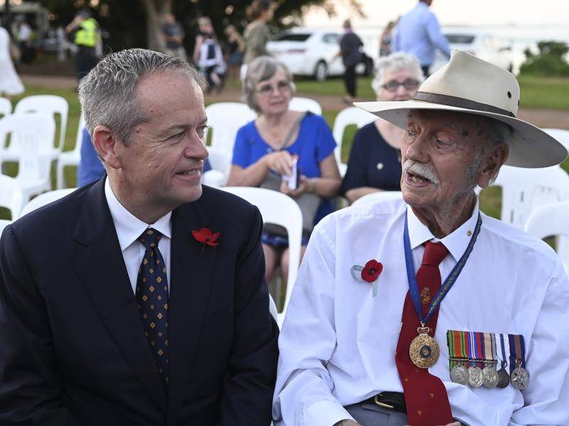 RAAF serviceman Austin Asche spoke with Bill Shorten after Darwin's dawn service.