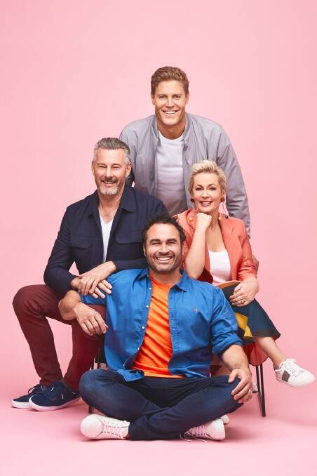ON TV: Miguel Maestre with his co-hosts on The Living Room Barry 'Baz' Du Bois, Dr Chris Brown and Amanda Keller. Picture: Network Ten