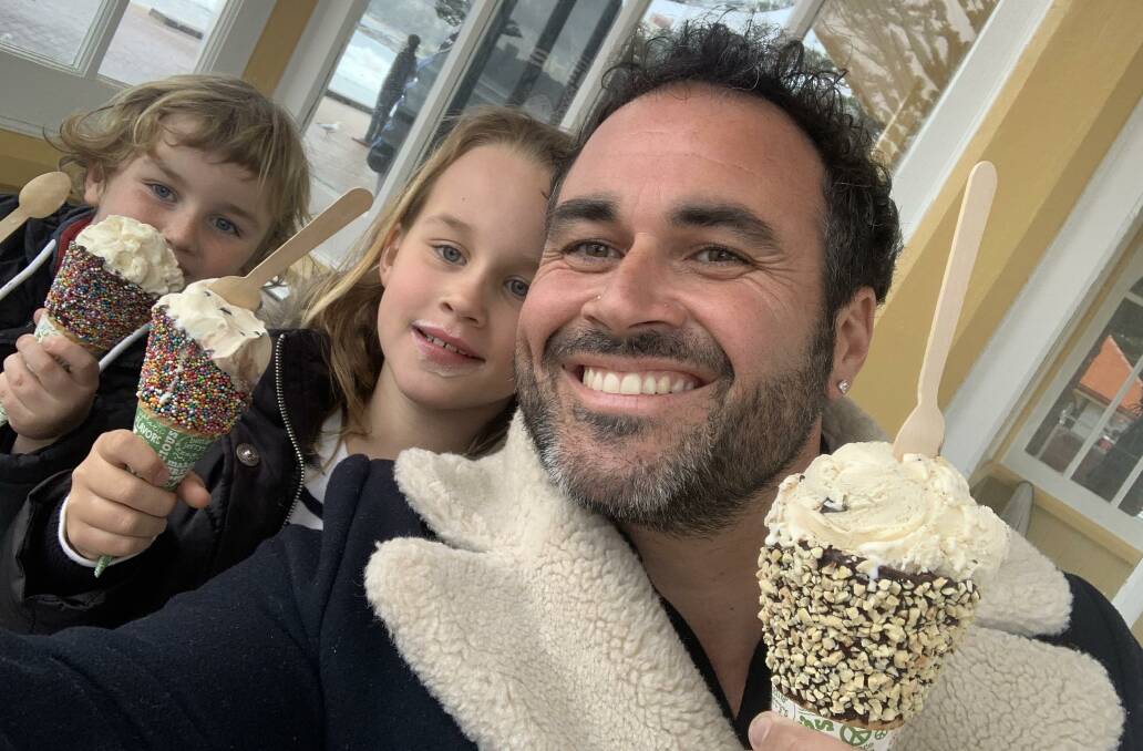 Miguel Maestre with children Morgan, 6, and Claudia, 9.