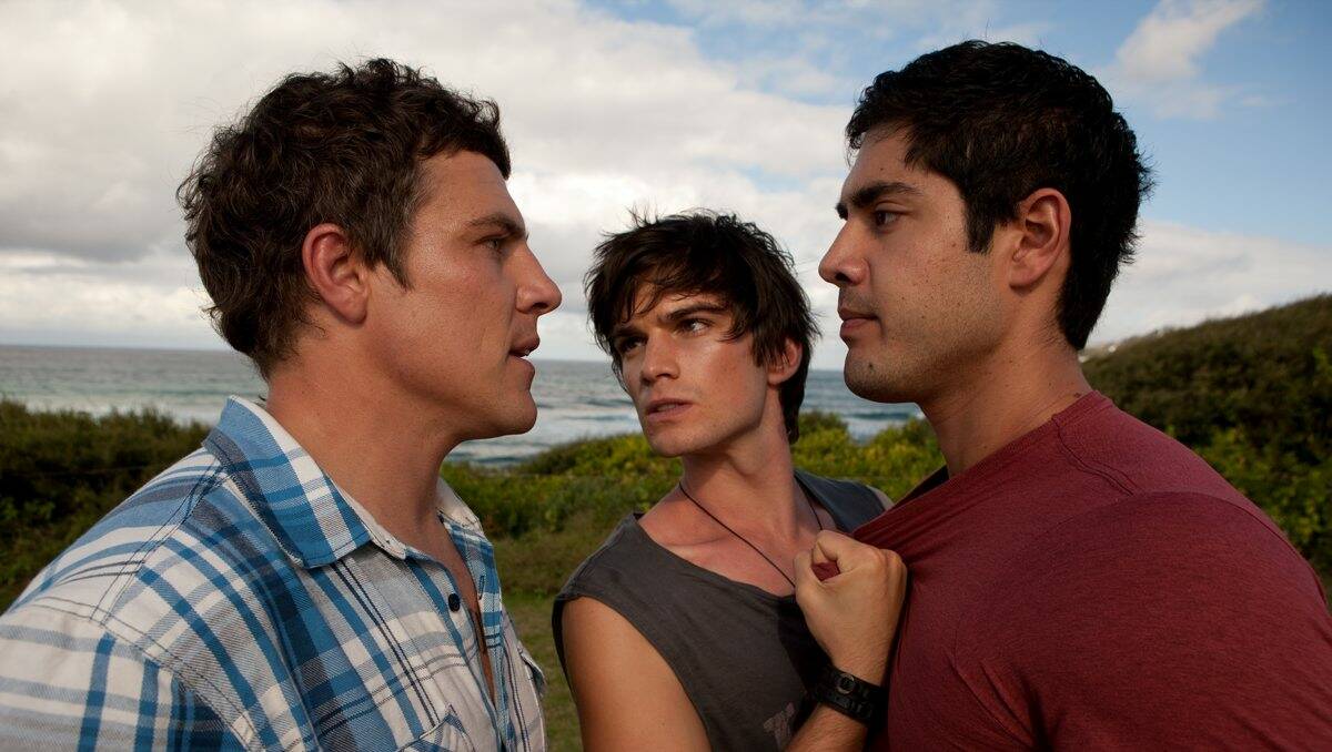 Jackson Gallagher, centre, in a scene from Home and Away. Picture: Supplied